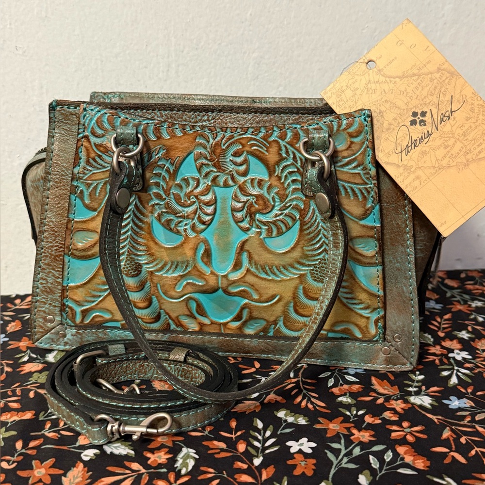 Patricia Nash Corana NWT Light Turquoise Satchel Crossbody